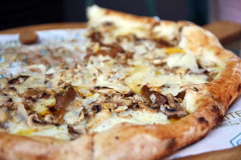 Wild Mushroom Bianca pizza with truffle and herbs